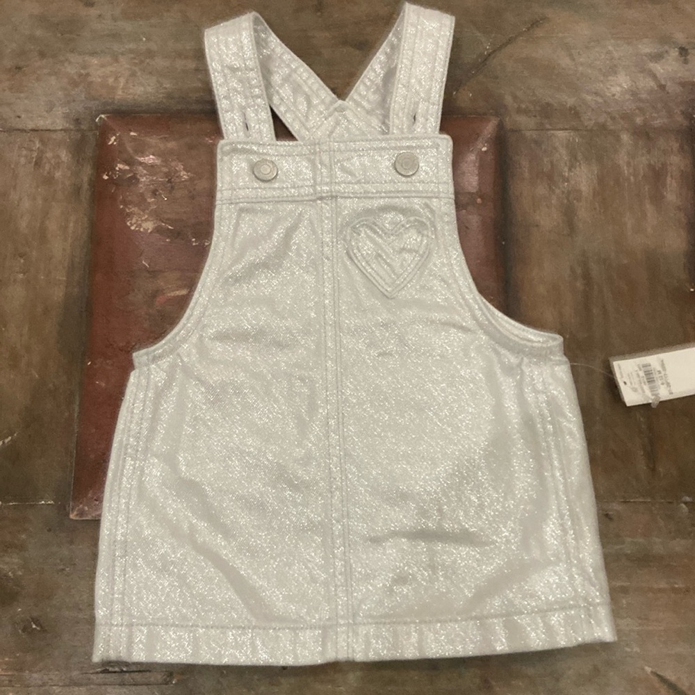 Old navy baby silver glitter overall dress size 6-12 months NWT